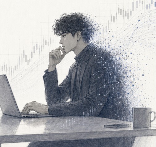 影子Allen形象：正在研究市场图表的 AI 辅助研究助理